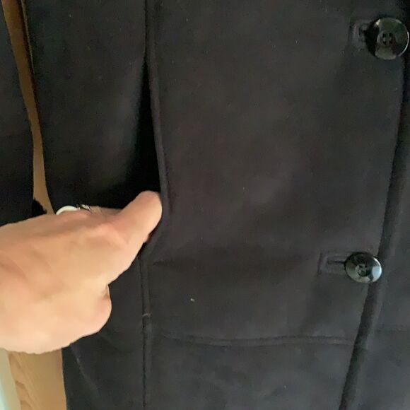 Gallery soft faux suede fur trim long overcoat - Picture 5 of 8